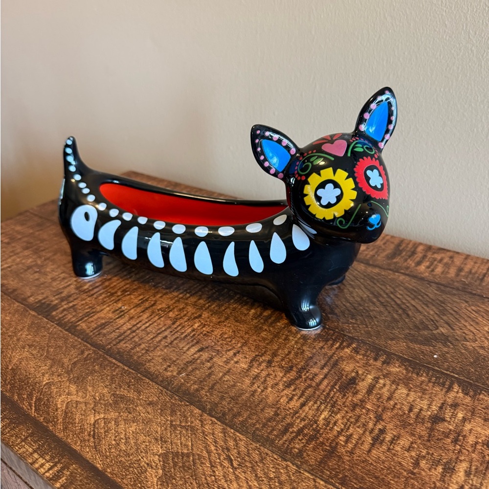 NWT! Pier 1 Day of the Dead Dog Cracker Dish. Sugar Skull/ Dias de Los Muertos